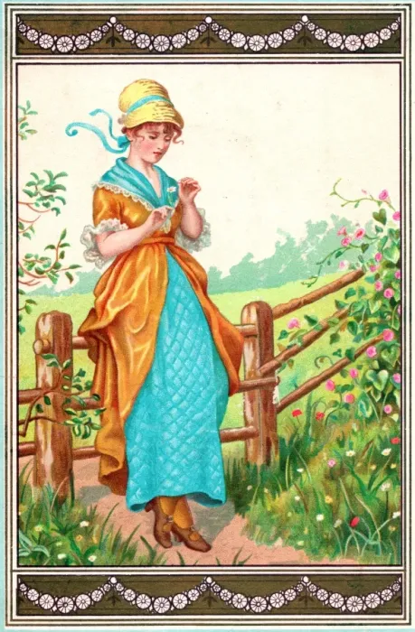 Framed Print : Young woman with daisy on a romantic card Framed Print : Young woman with daisy on a romantic card
