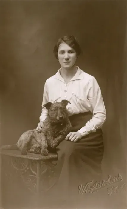 Framed Print : Young woman with dog Framed Print : Young woman with dog