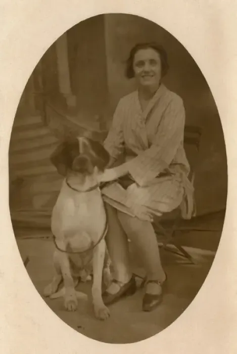Framed Print : Young woman with dog Framed Print : Young woman with dog