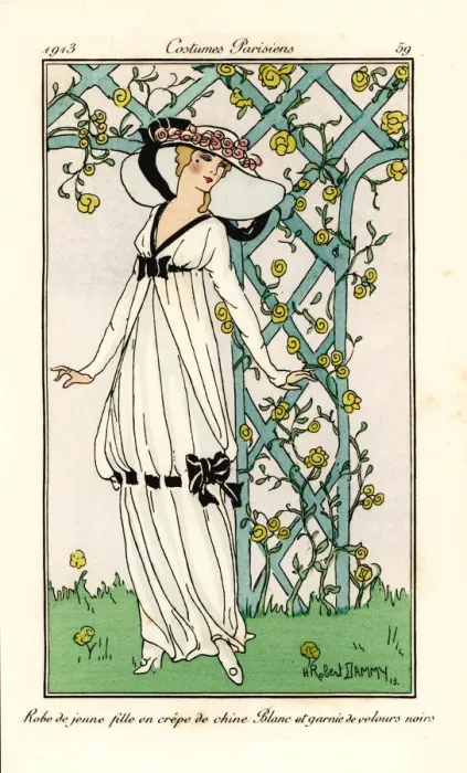 Framed Print : Young woman in dress of white crepe de chine, 1913 Framed Print : Young woman in dress of white crepe de chine, 1913