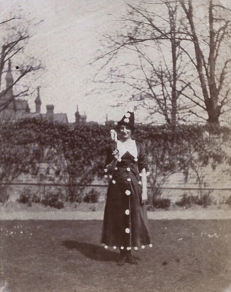 Young woman in fancy dress, Ealing, West London