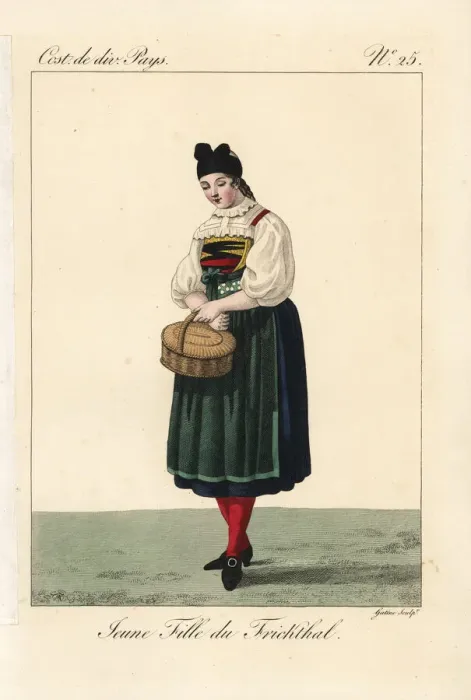 Framed Print : Young woman of Frick, Switzerland, 19th century Framed Print : Young woman of Frick, Switzerland, 19th century