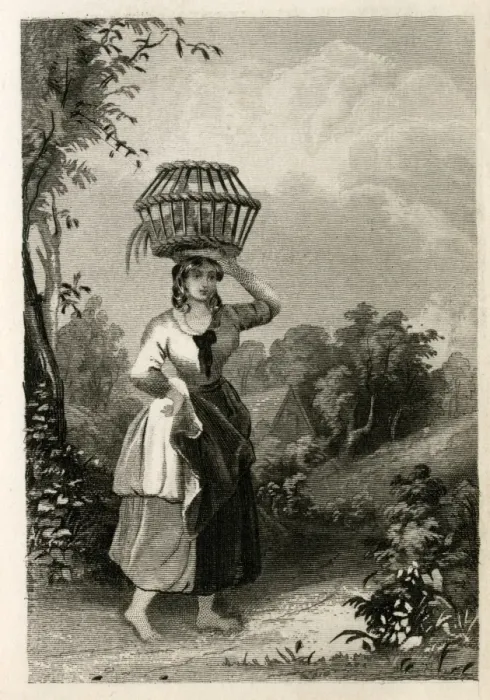 Framed Print : Young woman going to market Framed Print : Young woman going to market