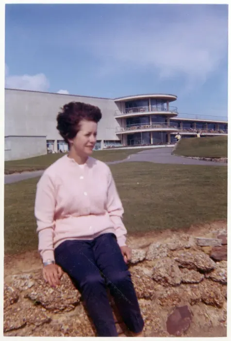 Framed Print : Young Woman by the De La Warr Pavilion, Bexhill Framed Print : Young Woman by the De La Warr Pavilion, Bexhill