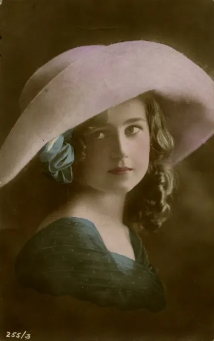Framed Print : Young woman in large pink hat Framed Print : Young woman in large pink hat