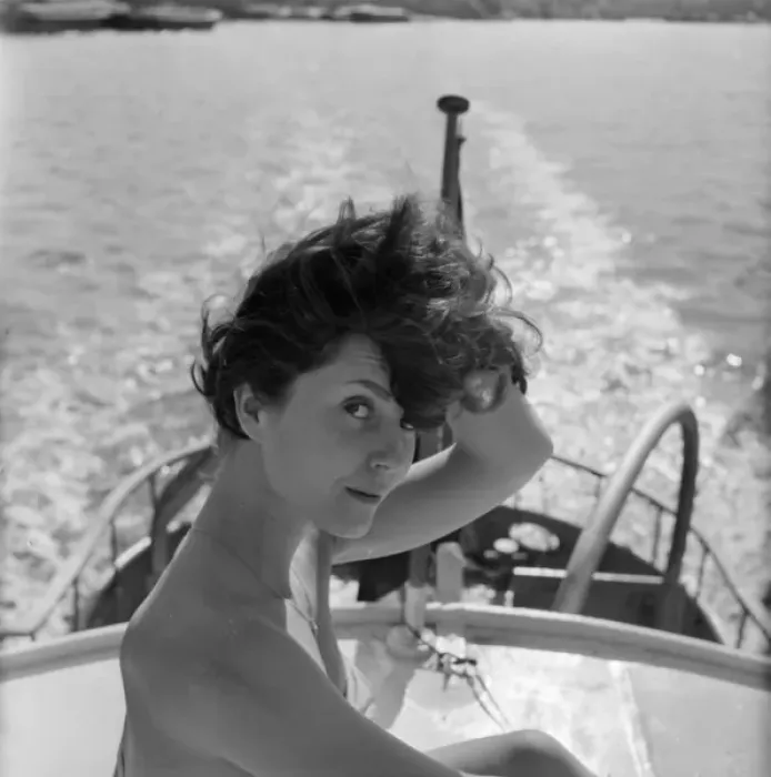 Framed Print : Young woman modelling on a boat Framed Print : Young woman modelling on a boat