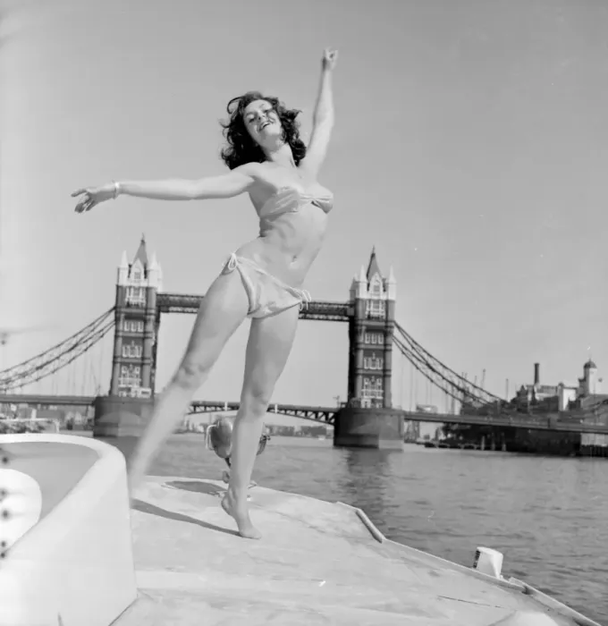 Framed Print : Young woman modelling on a boat Framed Print : Young woman modelling on a boat