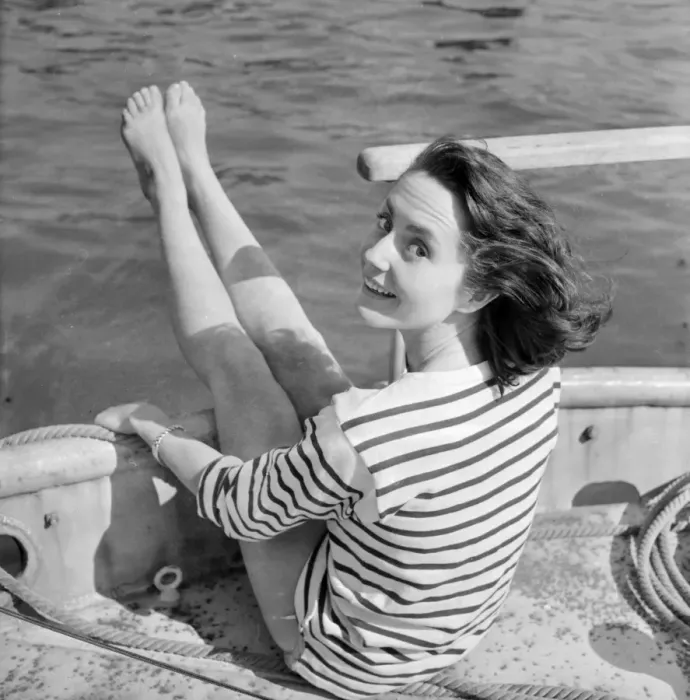 Framed Print : Young woman modelling on a boat Framed Print : Young woman modelling on a boat