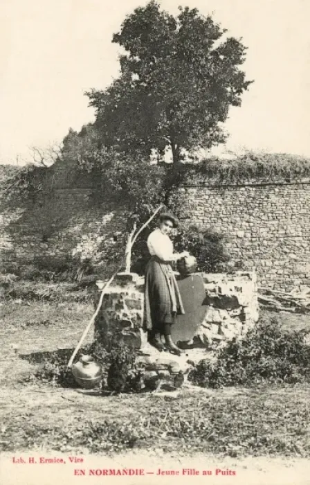 Framed Print : Young Woman at the well - Normandy Framed Print : Young Woman at the well - Normandy