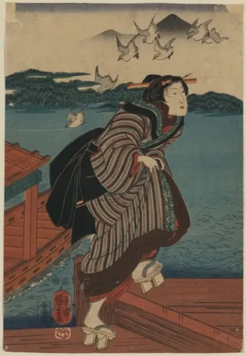 Framed Print : Young woman at Sanbashi Framed Print : Young woman at Sanbashi
