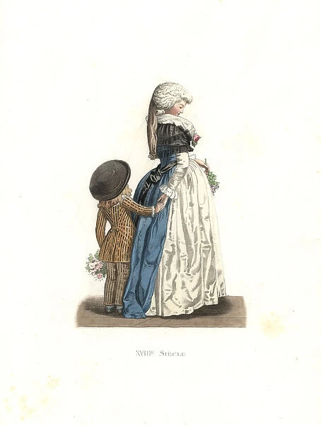 Young woman and small boy, France, 18th century