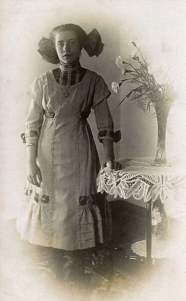 Young woman in Sunday best, USA
