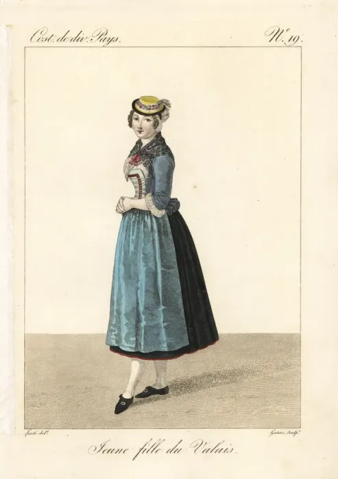 Framed Print : Young woman of Valais, Switzerland, 19th century Framed Print : Young woman of Valais, Switzerland, 19th century