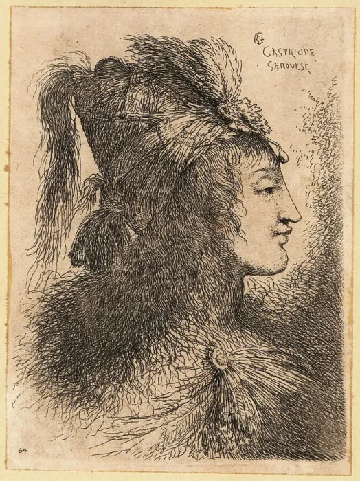 Framed Print : Young woman wearing a conical turban with plumes, 17th century Framed Print : Young woman wearing a conical turban with plumes, 17th century