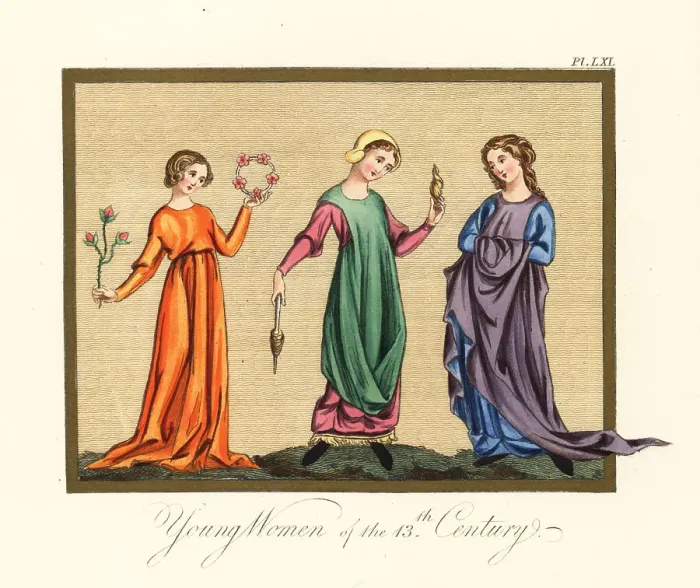 Framed Print : Young women of the 13th century Framed Print : Young women of the 13th century
