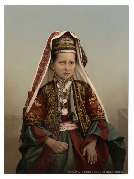 Framed Print : Young women of Bethlehem in costume, Holy Land Framed Print : Young women of Bethlehem in costume, Holy Land