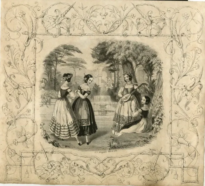 Framed Print : Young women dancing near a fountain Framed Print : Young women dancing near a fountain