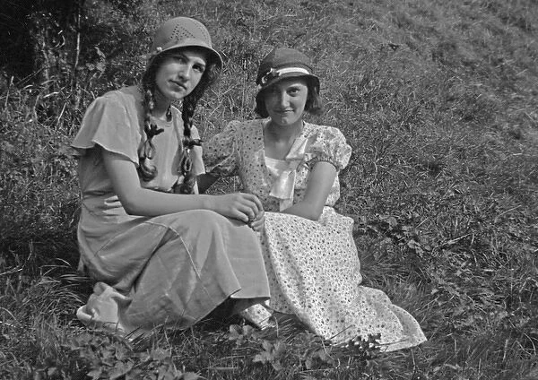 Two young women in a field