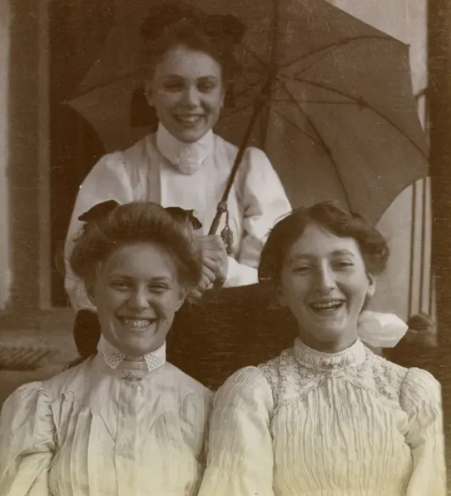 Framed Print : Young women on holiday at Chesieres, Vaud, Switzerland Framed Print : Young women on holiday at Chesieres, Vaud, Switzerland