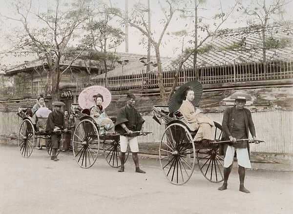 Young women in rickshaws, Japan, c. 1880 s