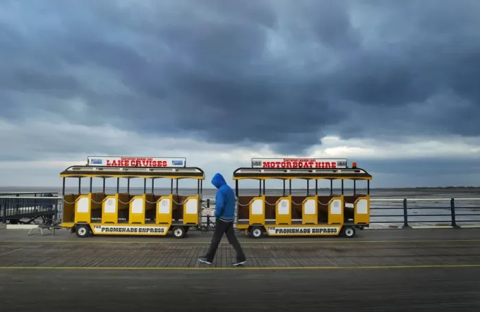 Framed Print : Youth in blue hoodie on Southport Pier