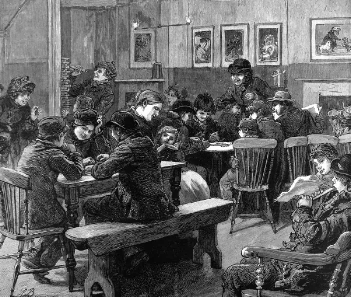 Framed Print : Youth Club in Islington, London, 1887 Framed Print : Youth Club in Islington, London, 1887