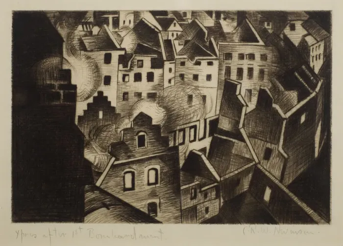 Framed Print : Ypres after First Bombardment, by CRW Nevinson, WW1 Framed Print : Ypres after First Bombardment, by CRW Nevinson, WW1