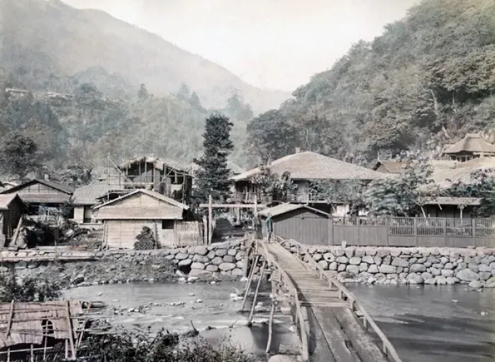 Framed Print : Yumoto-onsen, near Nikko, Japan, circa 1870s Framed Print : Yumoto-onsen, near Nikko, Japan, circa 1870s
