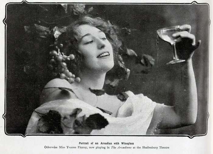 Framed Print : Yvonne Fitzroy, actress, theatrical portrait in costume in The Arcadians, Shaftesbury Theatre. Captioned, Arcadian with wine glass'. From an article, London Night's Entertainments'. Yvonne Fitzroy Framed Print : Yvonne Fitzroy, actress, theatrical portrait in costume in The Arcadians, Shaftesbury Theatre. Captioned, Arcadian with wine glass'. From an article, London Night's Entertainments'. Yvonne Fitzroy
