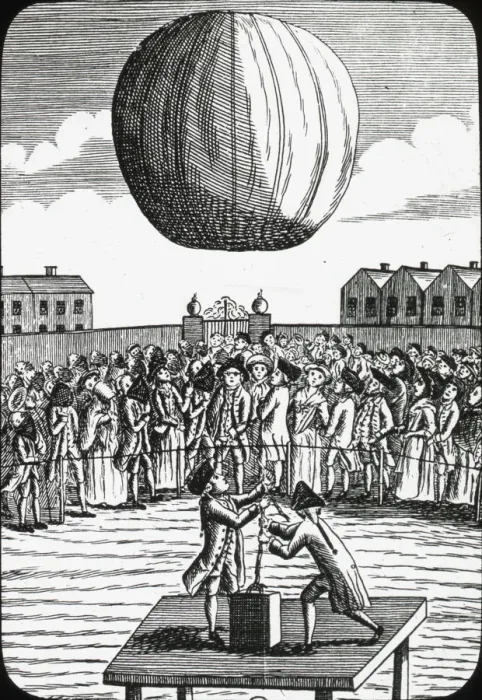 Framed Print : Zambeccaris first public balloon experiment Framed Print : Zambeccaris first public balloon experiment