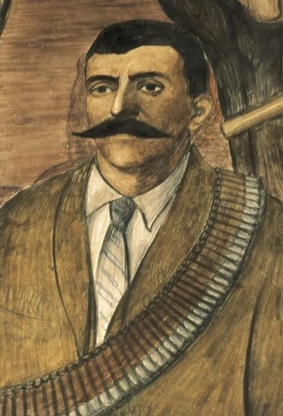 ZAPATA, Emiliano (1883-1919). Piece of a wallpainting