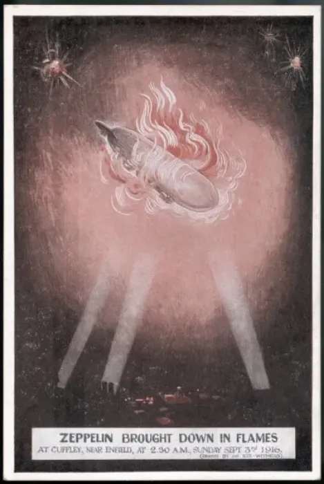 Framed Print : Zep Shot down in Flames Framed Print : Zep Shot down in Flames
