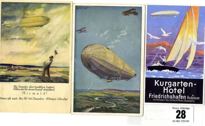 Framed Print : Zeppelin airship - three postcards Framed Print : Zeppelin airship - three postcards