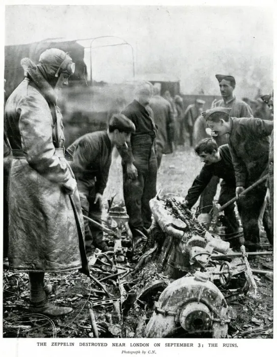Framed Print : Zeppelin destroyed over Britain 1916