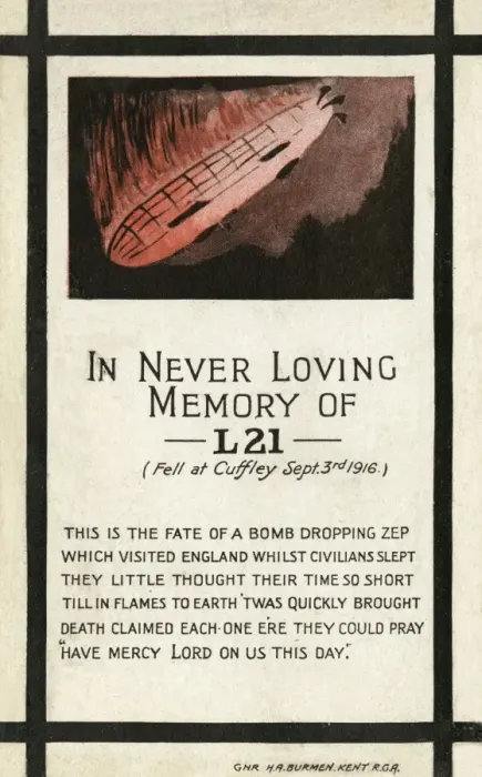 Framed Print : Zeppelin Downed 1916 - 2 Framed Print : Zeppelin Downed 1916 - 2