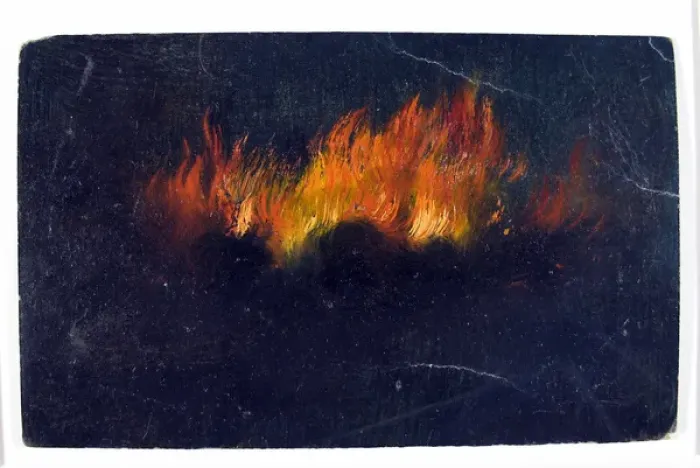 Framed Print : Zeppelin in flames as seen through telescope Framed Print : Zeppelin in flames as seen through telescope