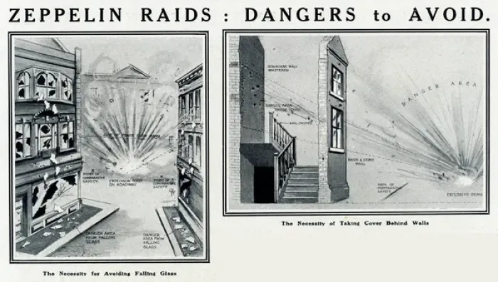 Framed Print : Zeppelin raids -- dangers to avoid Framed Print : Zeppelin raids -- dangers to avoid