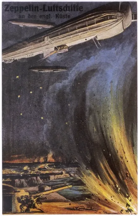 Framed Print : Zeppelins Attacking Framed Print : Zeppelins Attacking