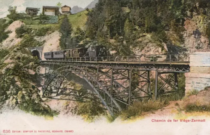 Framed Print : Zermatt Railway - Switzerland - Bridge over a valley Framed Print : Zermatt Railway - Switzerland - Bridge over a valley