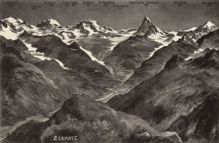 Framed Print : Zermatt, Switzerland with surrounding Alpine peaks Framed Print : Zermatt, Switzerland with surrounding Alpine peaks