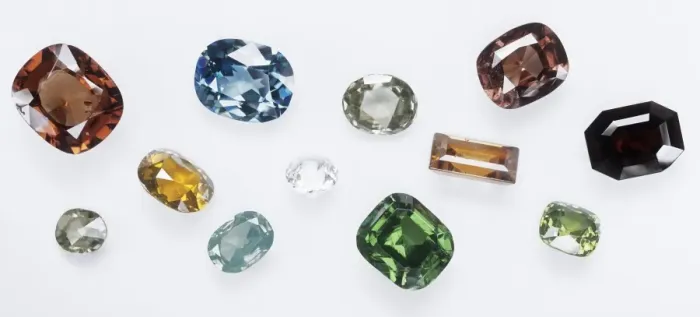Framed Print : Zircons. Faceted zircons showing various colours and high lustre, from Sri Lanka Framed Print : Zircons. Faceted zircons showing various colours and high lustre, from Sri Lanka