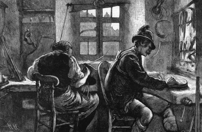 Framed Print : Zither making, Germany, 1872 Framed Print : Zither making, Germany, 1872