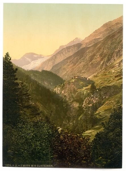 Zmutt Valley, glacier in background, Valais, Allps of, Switz
