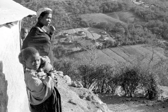 Framed Print : Zulu village: with villagers Framed Print : Zulu village: with villagers