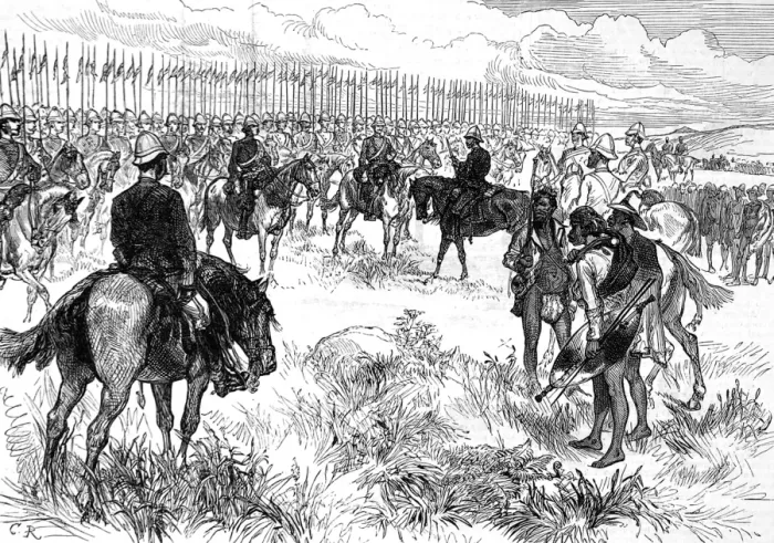 Framed Print : The Zulu war. General Newdigate addressing the lancers befor Framed Print : The Zulu war. General Newdigate addressing the lancers befor