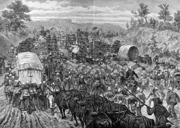 Framed Print : The Zulu war. The military evacuation of Zululand, a block o Framed Print : The Zulu war. The military evacuation of Zululand, a block o