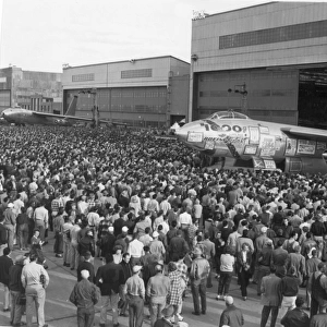 The 1000th Wichita-built Boeing B-47 Stratojet is rolled out