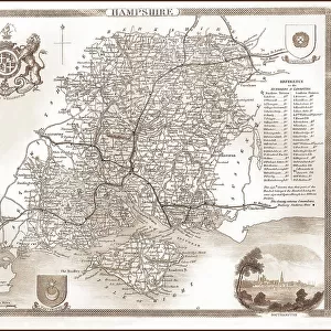 1840s Victorian Map Of Hampshire Vintage Lantern