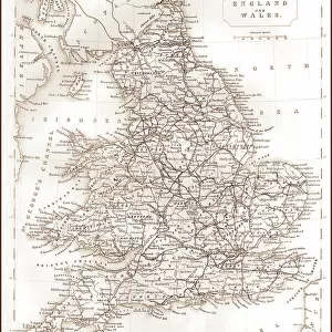 1840s Victorian Map of Railways in England and Wales
