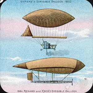 1884 Renard and Krebs and Giffards dirigible balloons